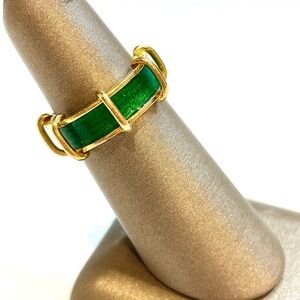 Tiffany & Co. 18K and Green Enamel Schlumberger Band Ring